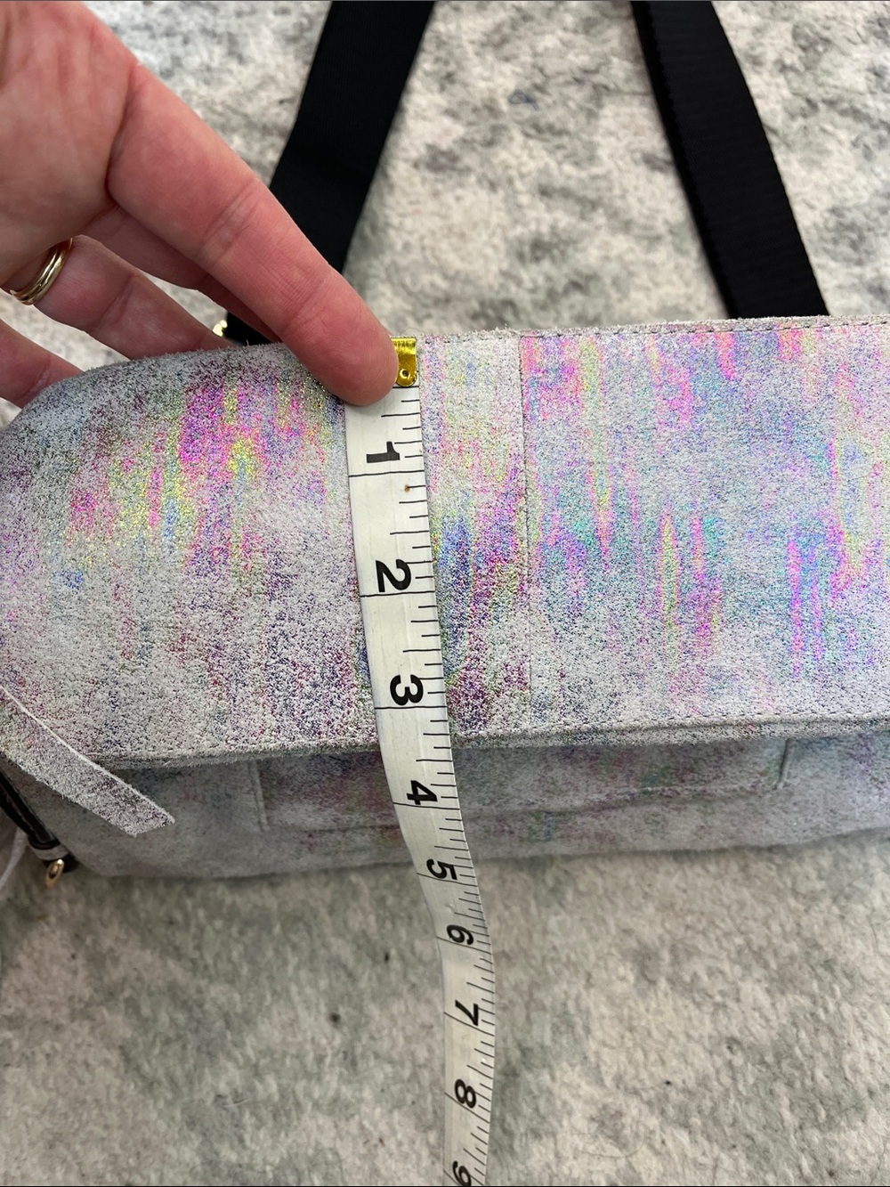 AIMEE KESTENBERG SUEDE LEATHER NUBUCK IRIDESCENT FOLDOVER CROSSBODY BAG GOLD - Picture 16 of 16